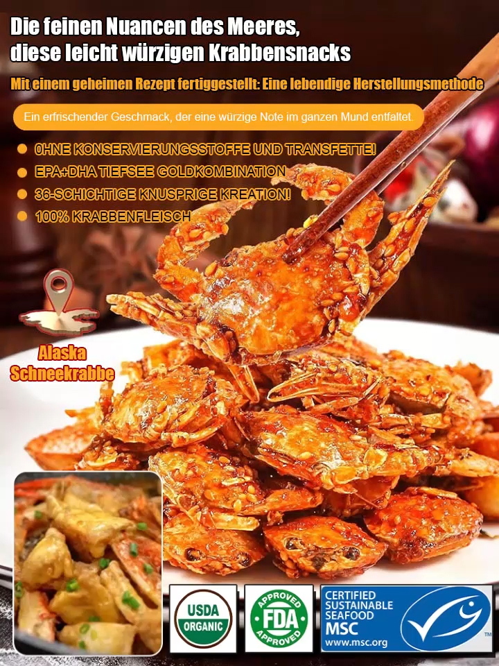 Knusprige Meereskrabben, essfertige kleine Krabben