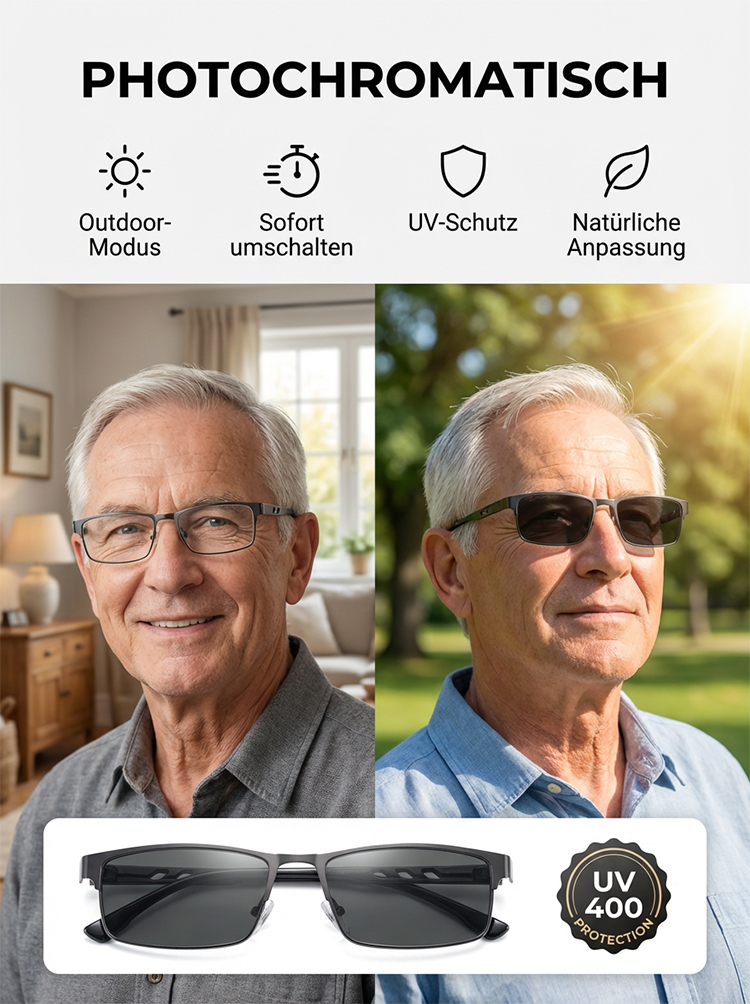 Kristall-Autofokus-Anti-Blaulicht-Photochromatische Lesebrille