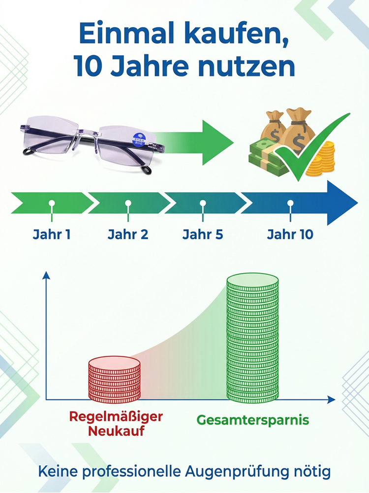 Charité & TÜV zertifiziert: Smarte Titan-Gleitsichtbrille mit 0,1s Autofokus