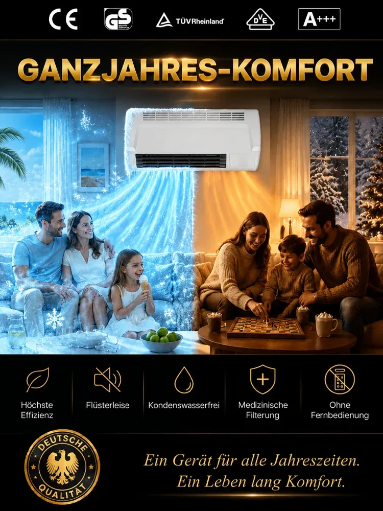 Energiesparende 3.0 Wandmontierte Haushaltsklimaanlage für Heizen und Kühlen