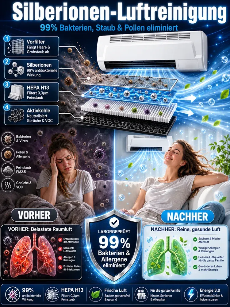 Energiesparende 3.0 Wandmontierte Haushaltsklimaanlage für Heizen und Kühlen