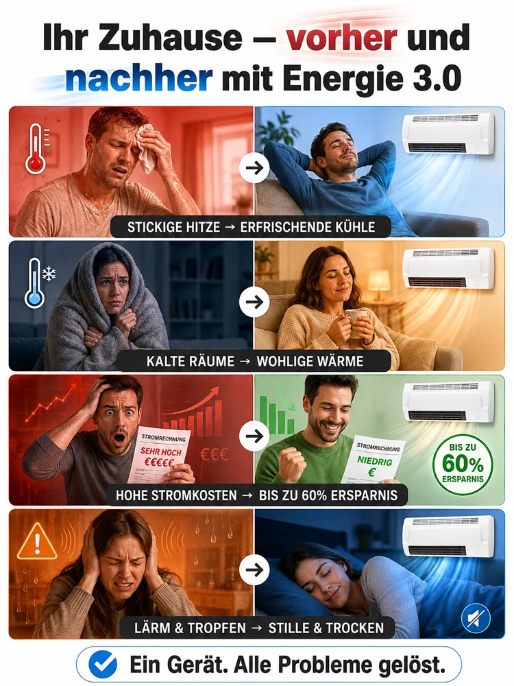 Energiesparende 3.0 Wandmontierte Haushaltsklimaanlage für Heizen und Kühlen