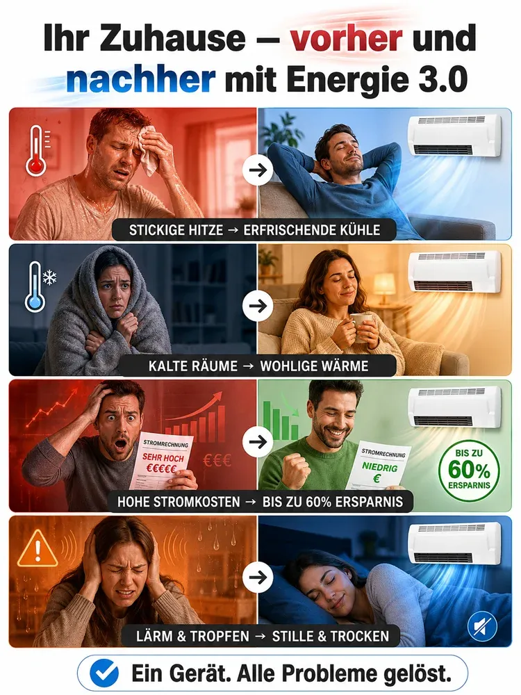 Energiesparende 3.0 Wandmontierte Haushaltsklimaanlage für Heizen und Kühlen