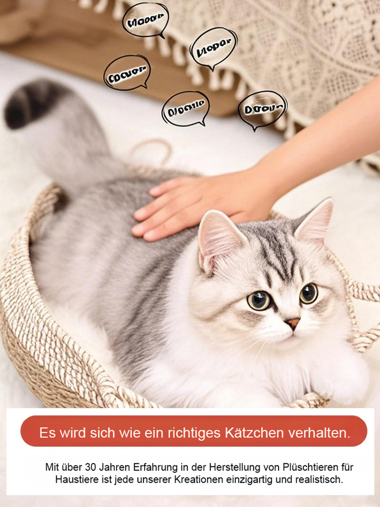 Kleiner Hund und Katze Plüschfigur mit kurzem Fell.