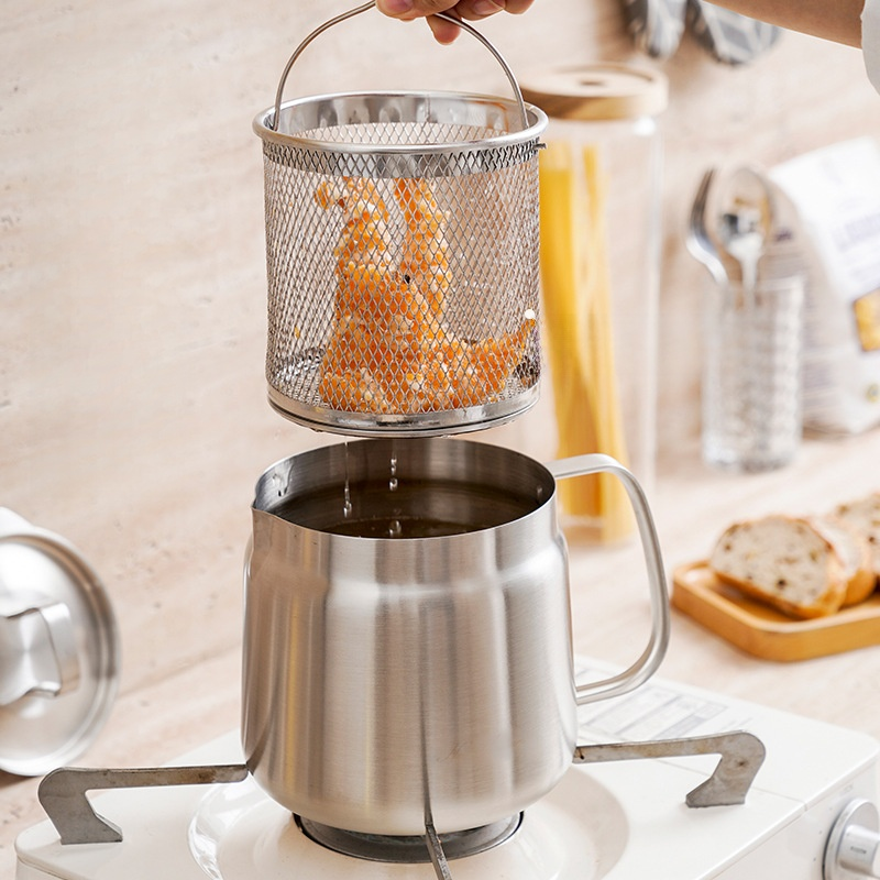 Ölwanne aus Edelstahl 304 für den Haushalt mit Filter und Aufbewahrung