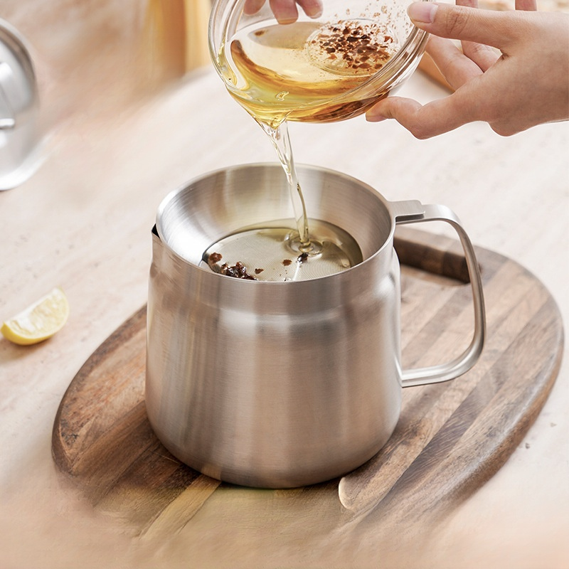 Ölwanne aus Edelstahl 304 für den Haushalt mit Filter und Aufbewahrung