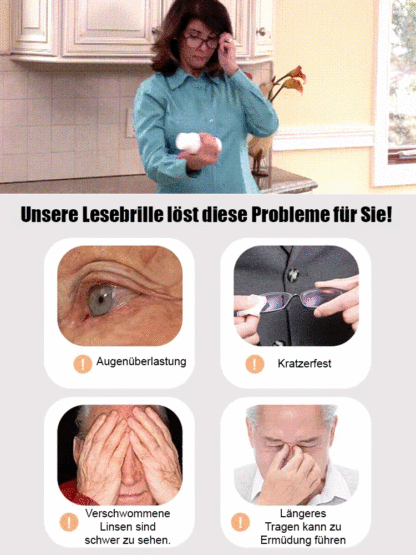 Automatisch fokussierende, blaulichtfilternde Lesebrille für Senioren