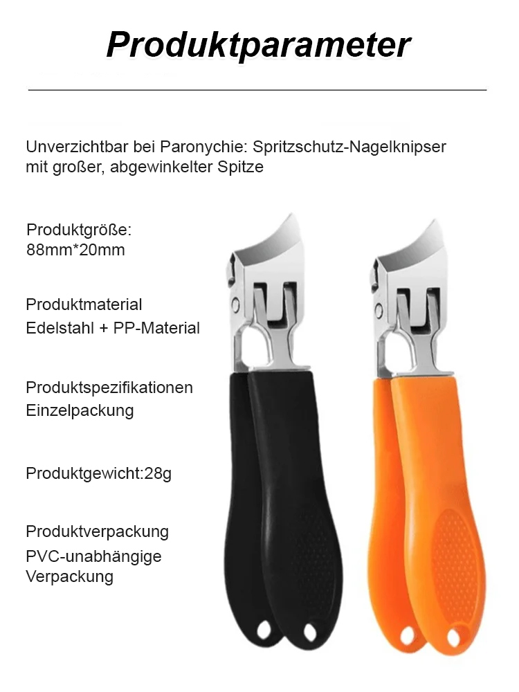 FM【Für eingewachsene Nägel unverzichtbar】Großer schräger Nagelknipser mit Spritzschutz