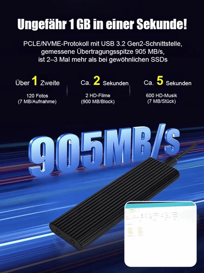 Feuerzeigegroße tragbare SSD 40,5g 2m stoßfest 4-fache Kühlungsdesign