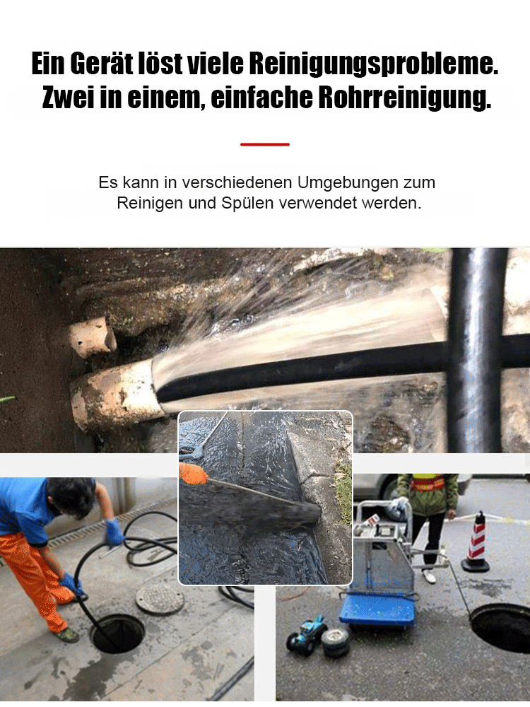 🚀【Rohrreiniger mit Hochdruck | 10 Meter automatischer Schlauch | Einfache Lösung für Rohrverstopfungen】💦 ✅