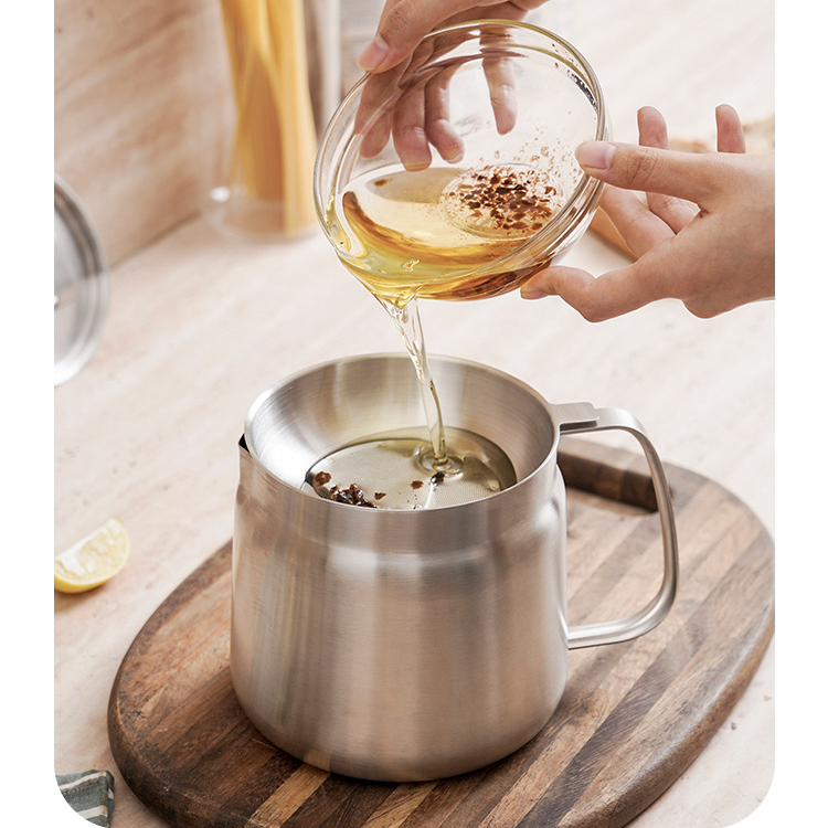 Ölwanne aus Edelstahl 304 für den Haushalt mit Filter und Aufbewahrung