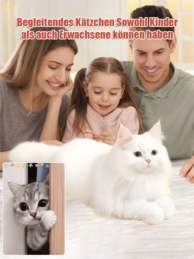 Kleiner Hund und Katze Plüschfigur mit kurzem Fell.