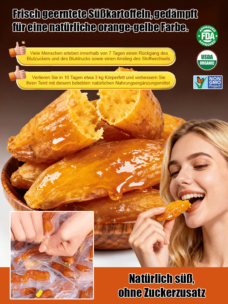 【Frisch gedämpft und gebacken】Zuckerfreie gedämpfte Süßkartoffelstreifen