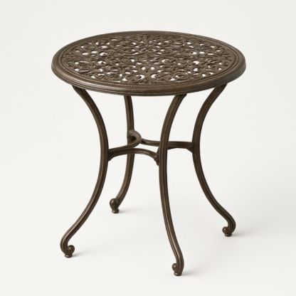 Tavolino rotondo da esterno in metallo marrone-Yenolirto