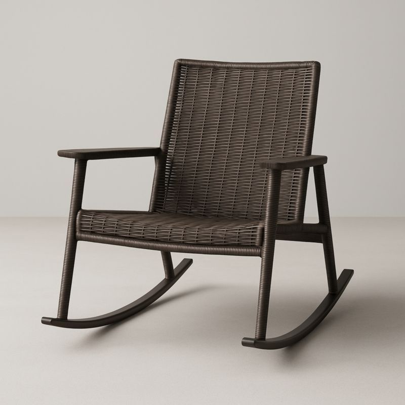 Sedia a dondolo in rattan sintetico con braccioli-Yenolirto