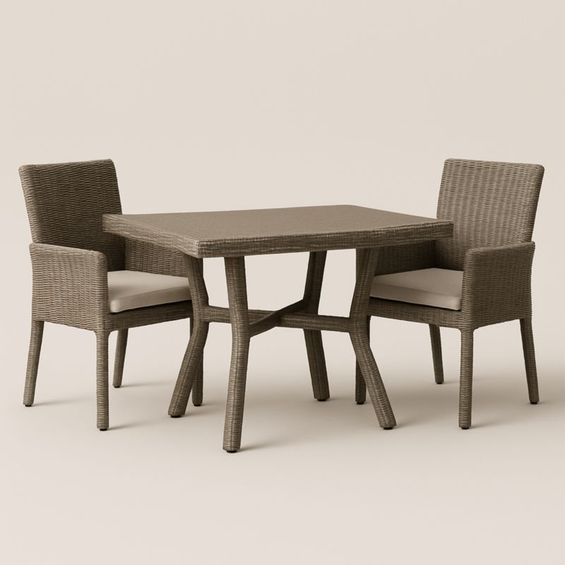Set da Pranzo Rattan Sintetico con Tavolo e Sedie-Yenolirto
