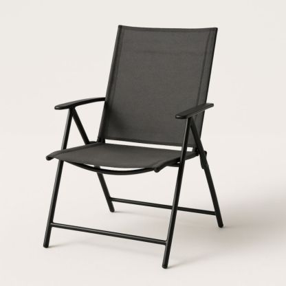 Poltrona pieghevole in metallo nero con tessuto sintetico-Yenolirto