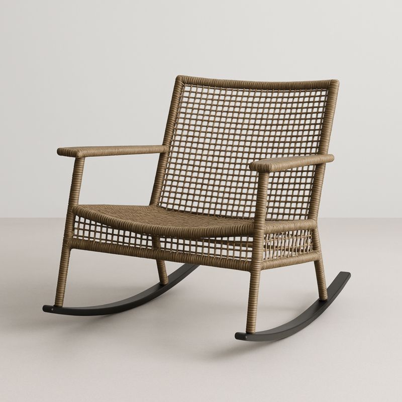 Sedia a Dondolo in Rattan Sintetico con Struttura in Metallo-Yenolirto