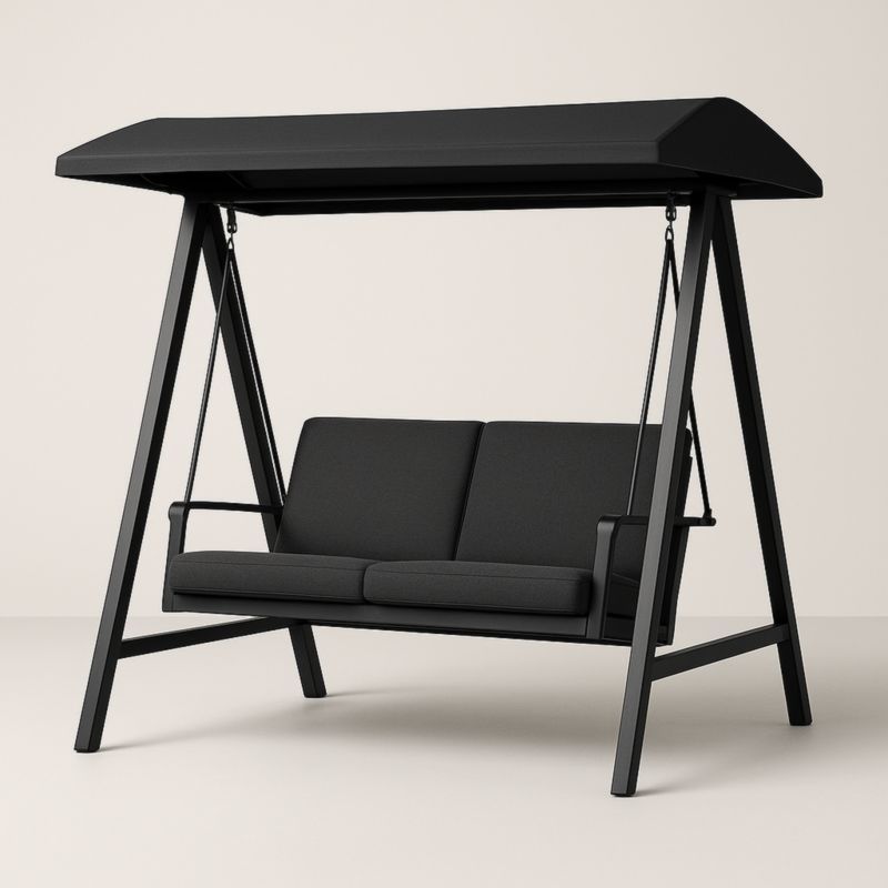 Altalena da Giardino in Tessuto Nero con Struttura in Metallo-Yenolirto