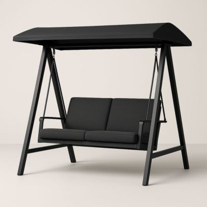 Altalena da Giardino in Tessuto Nero con Struttura in Metallo-Yenolirto