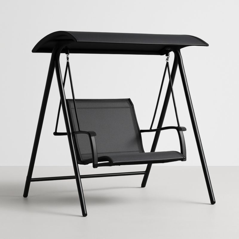 Altalena da Giardino Nera in Acciaio e Tessuto a Due Posti-Yenolirto