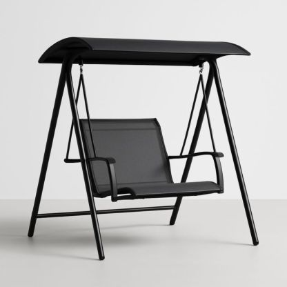Altalena da Giardino Nera in Acciaio e Tessuto a Due Posti-Yenolirto