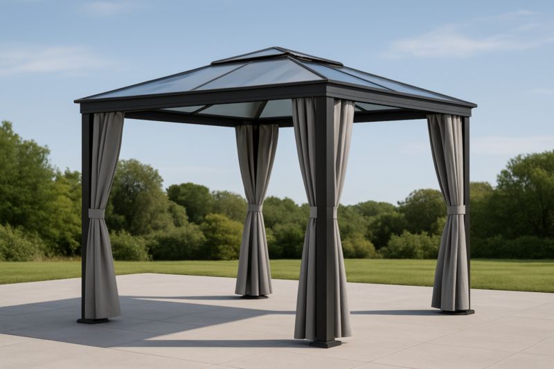 Gazebo da Giardino Quadrato in Alluminio con Vetro Temperato-Nenolirto