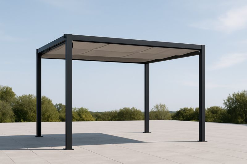 Pergola da Esterno in Alluminio e Tessuto Grigio-Nenolirto