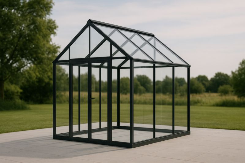 Serra da giardino in vetro temperato e alluminio nero 300x200x250 cm-Nenolirto