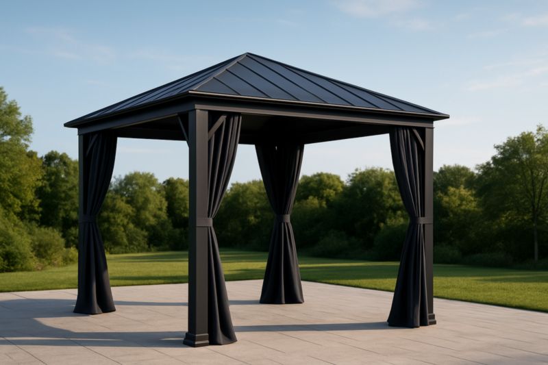 Gazebo Nero in Alluminio e Acciaio con Tende 3x3×2.7 m-Nenolirto