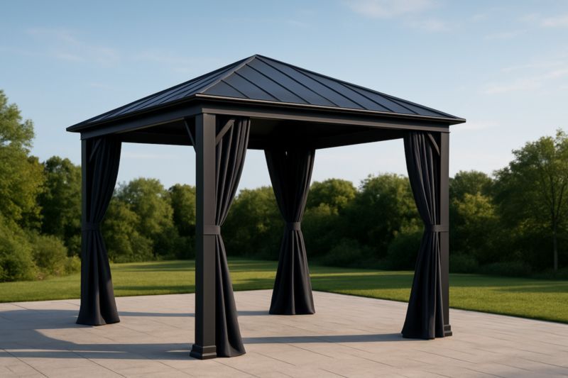 Gazebo Nero in Alluminio e Acciaio con Tende 3x3×2.7 m-Nenolirto