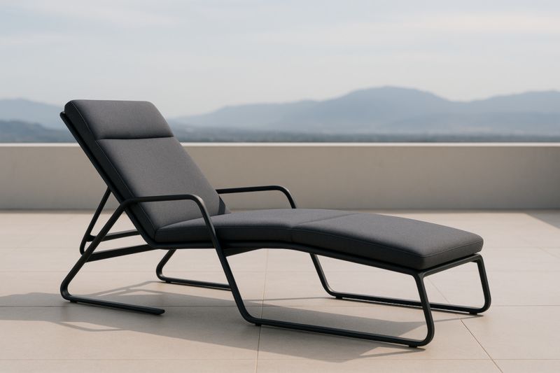 Sdraio da esterno in acciaio e tessuto grigio 200x65x90 cm-Nenolirto