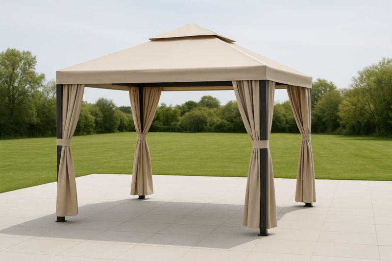 Gazebo da Giardino 3x3×2.5 m Beige Acciaio Poliestere-Nenolirto