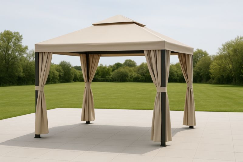 Gazebo da Giardino 3x3×2.5 m Beige Acciaio Poliestere-Nenolirto