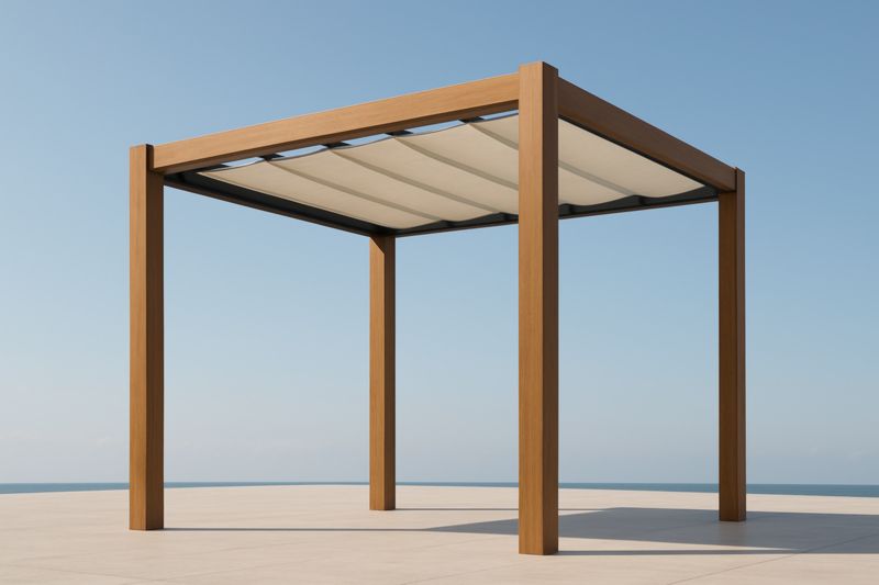 Pergolato in Alluminio Marrone con Tetto in Tessuto Avorio-Nenolirto