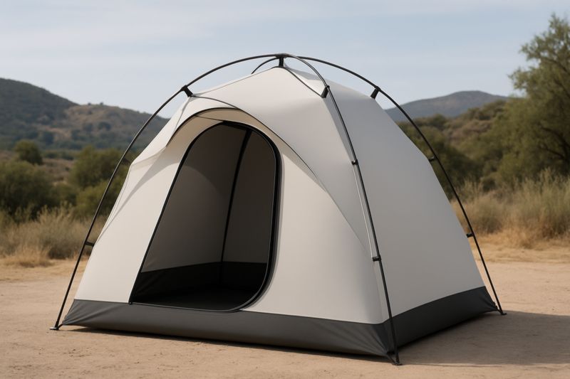 Tenda da Campeggio in Fibre di Vetro e Poliestere Bianca/Nera 200x200x150 cm-Nenolirto