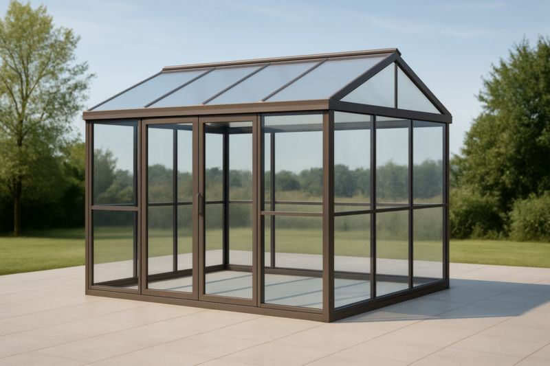 Serra da Giardino in Vetro Temperato e Alluminio Marrone-Nenolirto