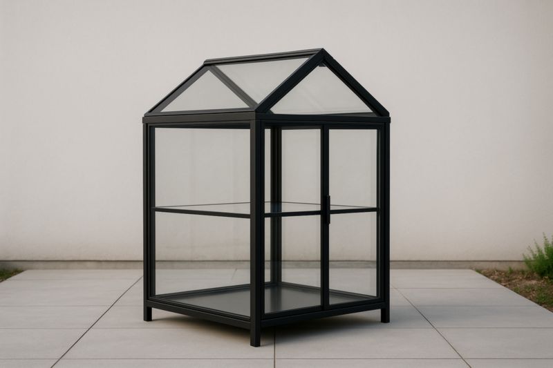 Serra-armadio in alluminio nero con pannelli in vetro temperato-Nenolirto