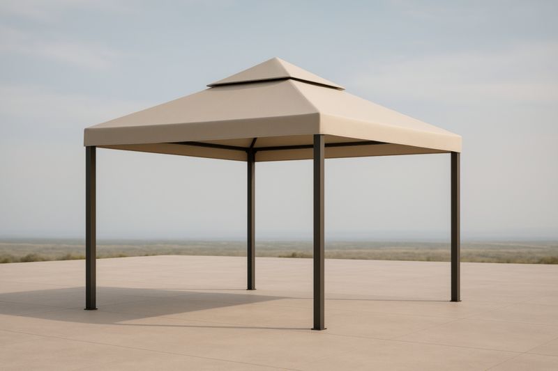 Gazebo da Esterno Beige con Struttura in Metallo-Nenolirto