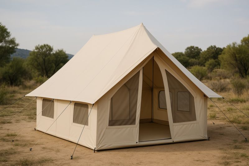 Tenda da Campeggio in Tela di Cotone Beige 400x300x250 cm-Nenolirto