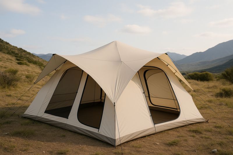 Tenda per Campeggio in Poliestere Beige 4x4×2.5 m-Nenolirto