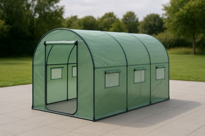 Serra da Giardino in Polietilene con Struttura in Acciaio Verde 200x150x160 cm-Nenolirto