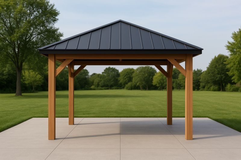 Gazebo in Legno e Acciaio Grigio Scuro 300x300×250 cm-Nenolirto