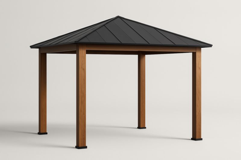 Gazebo in Legno e Metallo Marrone/Nero 300x300x250 cm-Nenolirto