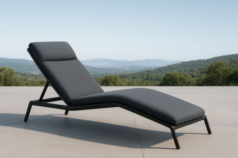 Sdraio moderna da esterno in tessuto poliestere e alluminio grigio-Nenolirto