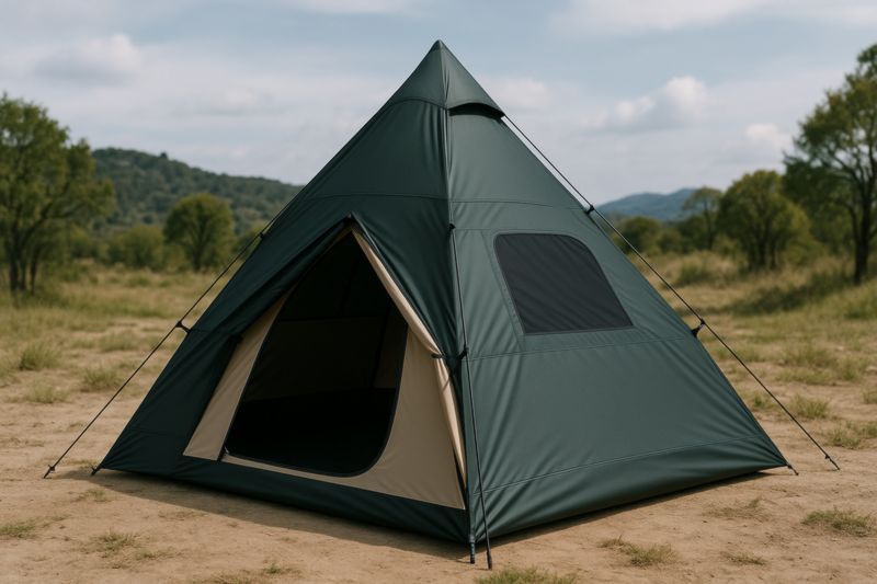 Tenda Piramidale Campeggio Poliestere Verde-Nenolirto
