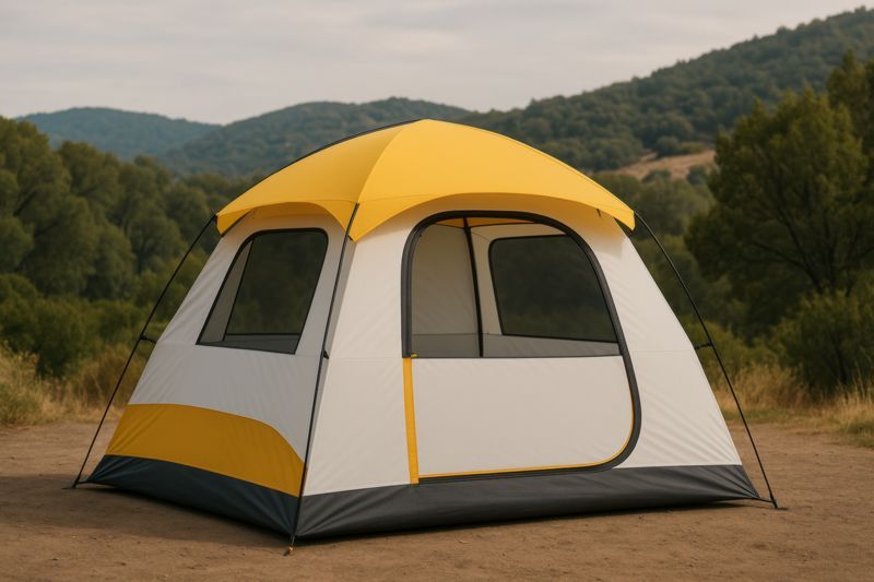 Tenda da Campeggio Poliestere Giallo 300 cm x 300 cm x 200 cm-Nenolirto