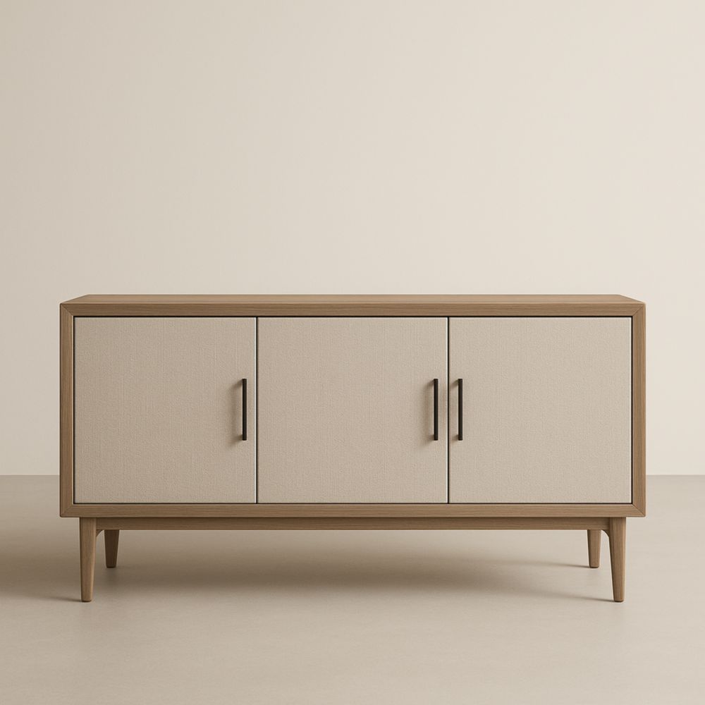 Buffet 3 Portes Bois Beige 150x40x80 cm