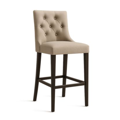 Chaise de bar en tissu polyester beige avec pieds en bois