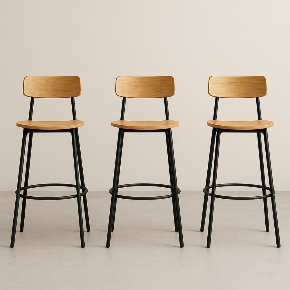 Lot de 3 Tabourets de Bar en Bois et Métal